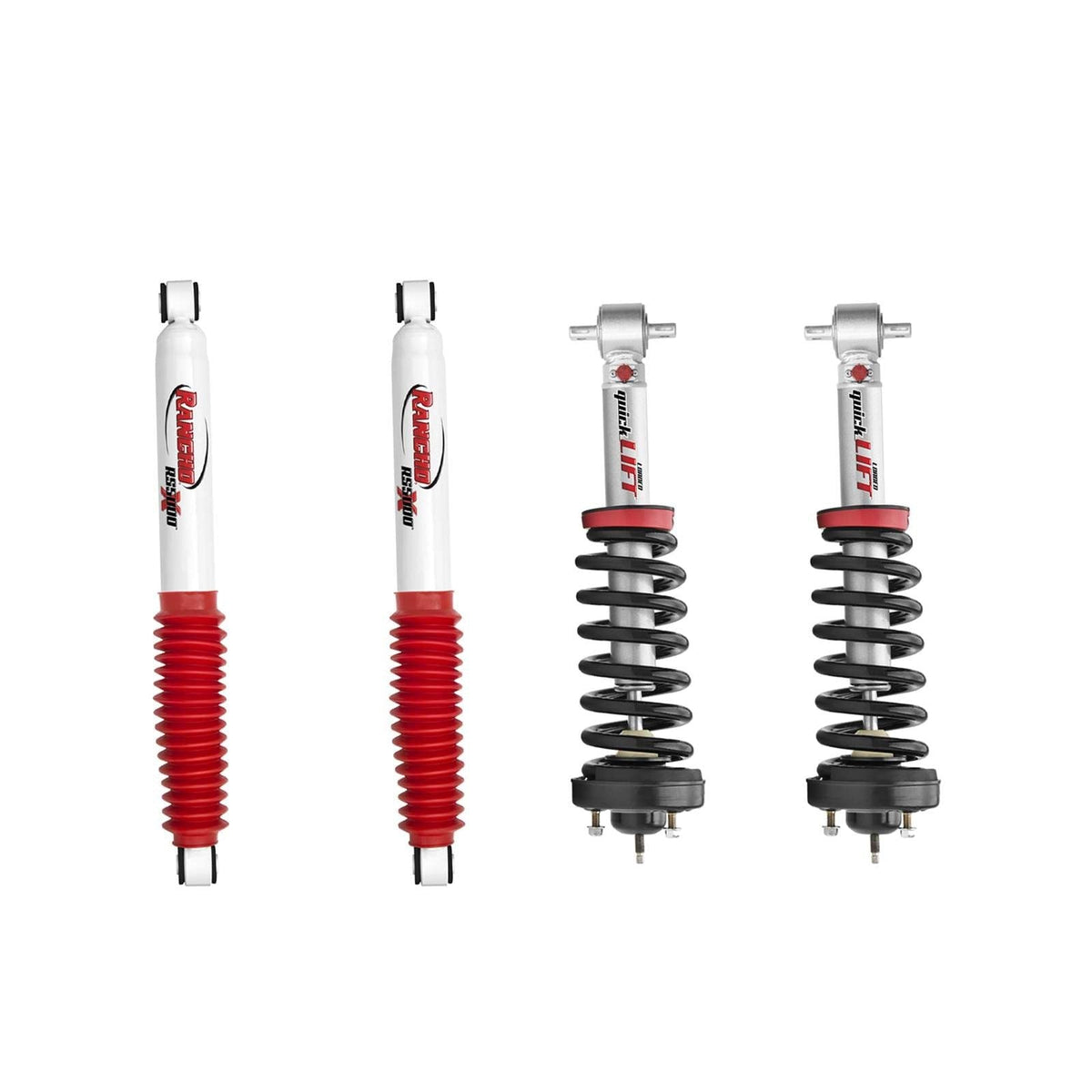 Rancho Quicklift Leveling Strut + Rear RS5000x Gas Shocks Set for 2014-2018 GMC Sierra 1500 4WD